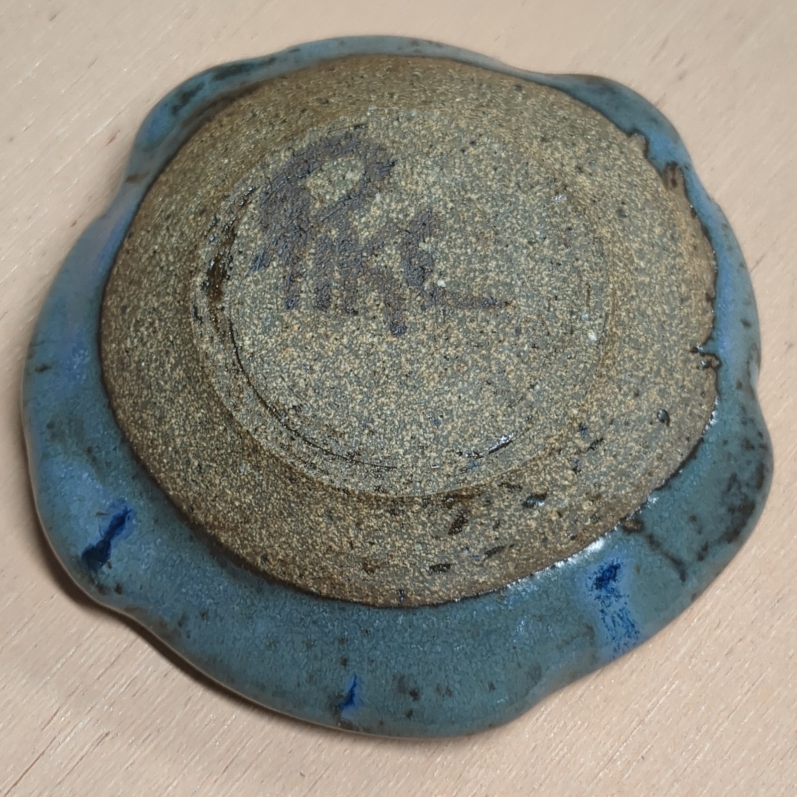 Handmade Ceramic Round Ring Jewelry Dish, Blue & Gray, Holds 3 Pieces