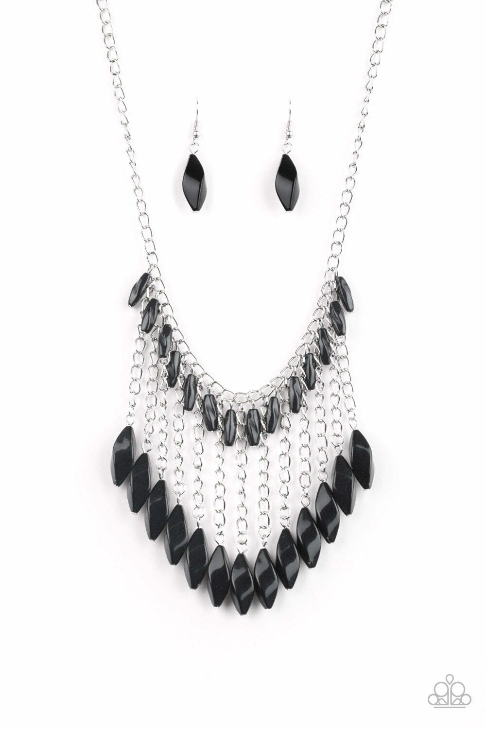 Venturous Vibes Black Necklace and Earring Set