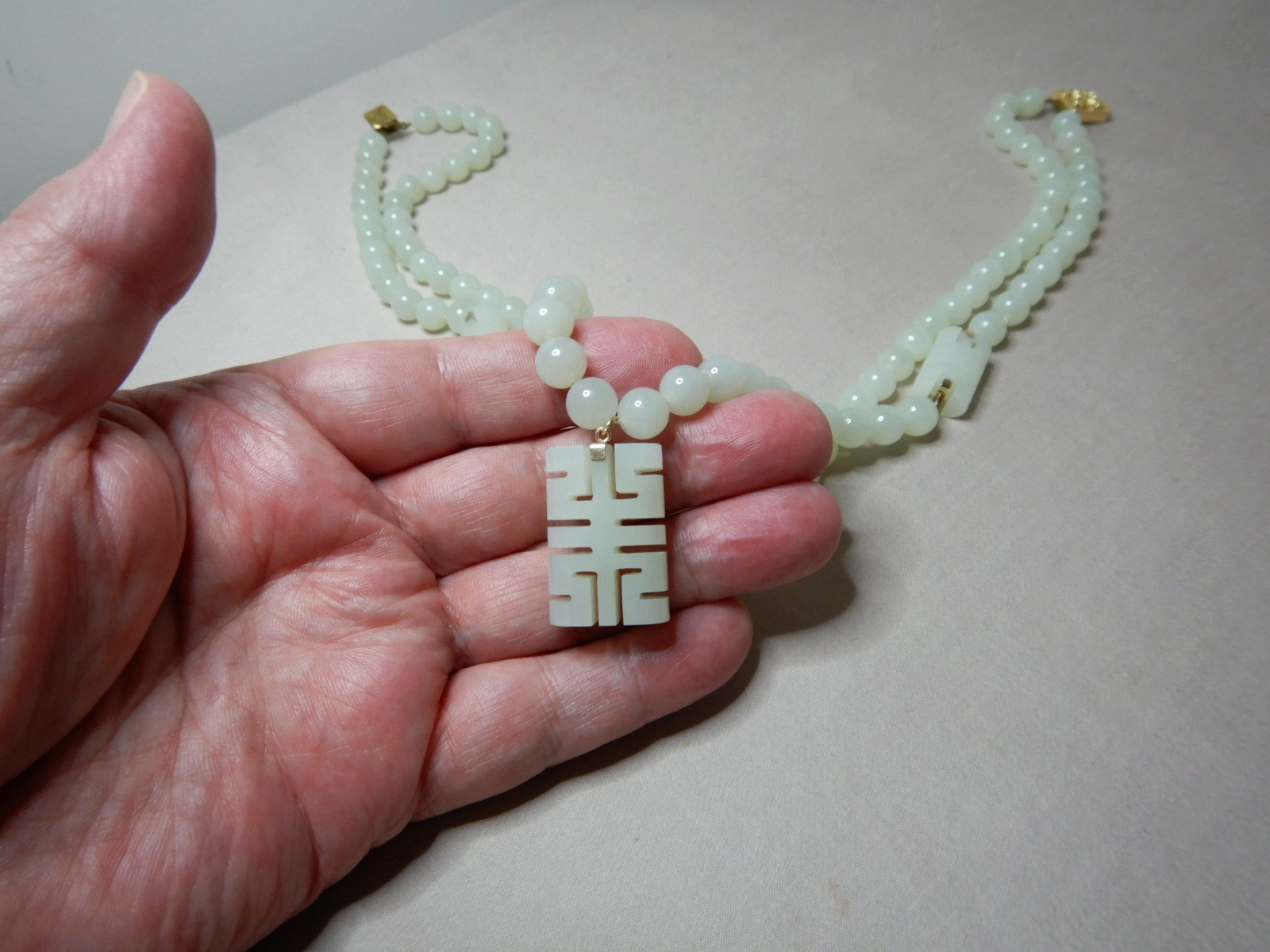 Vintage Jade Multi Pendant Beaded Double Strand Necklace