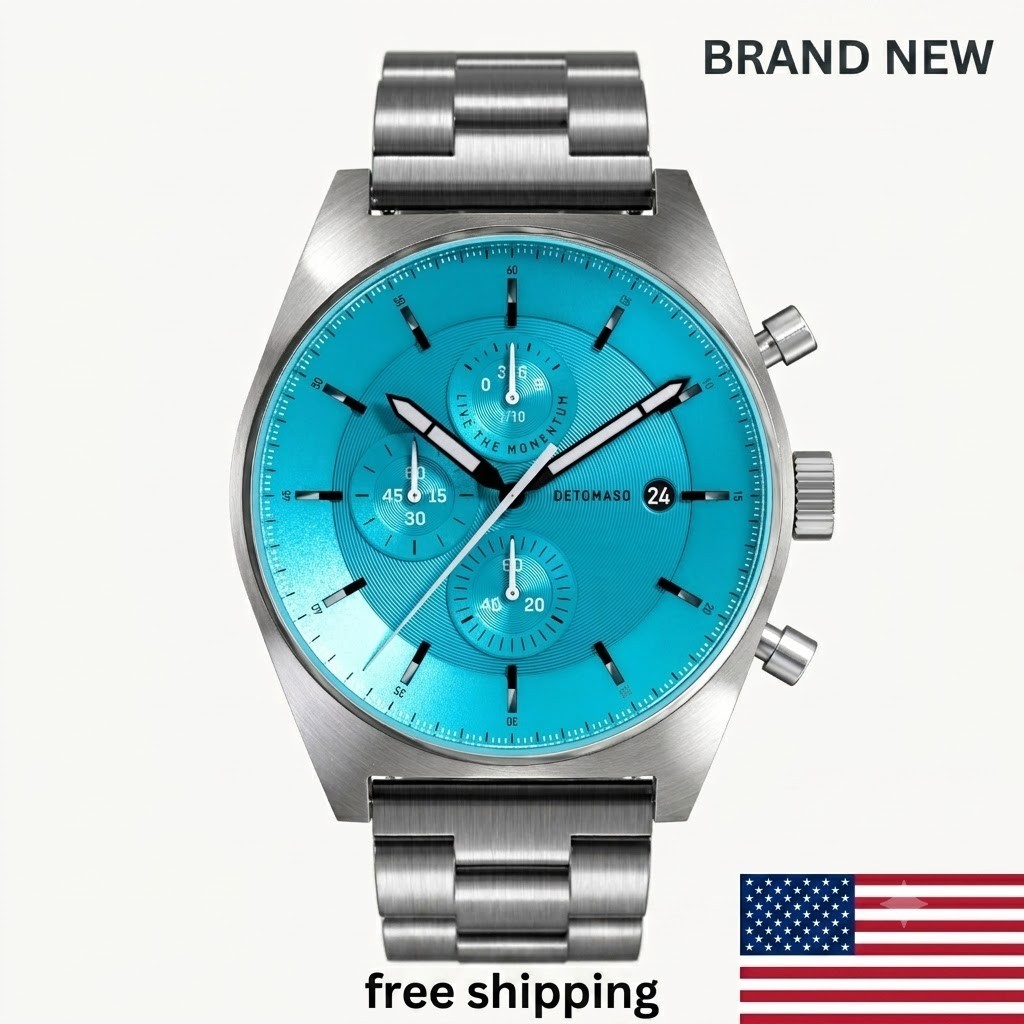 DETOMASO D10 CHRONO MINTY BLUE 43 mm MSRP $279 🔥NEW🔥