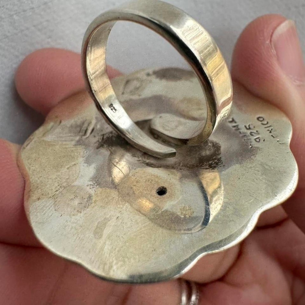 Large Sterling Silver Ring Adjustable 7-9 Taxco Modernist Minimal OOAK Mexico