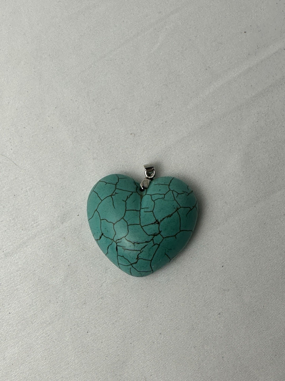 Vintage Turquoise Stone Heart-Shaped Pendant Necklace Charm Silver