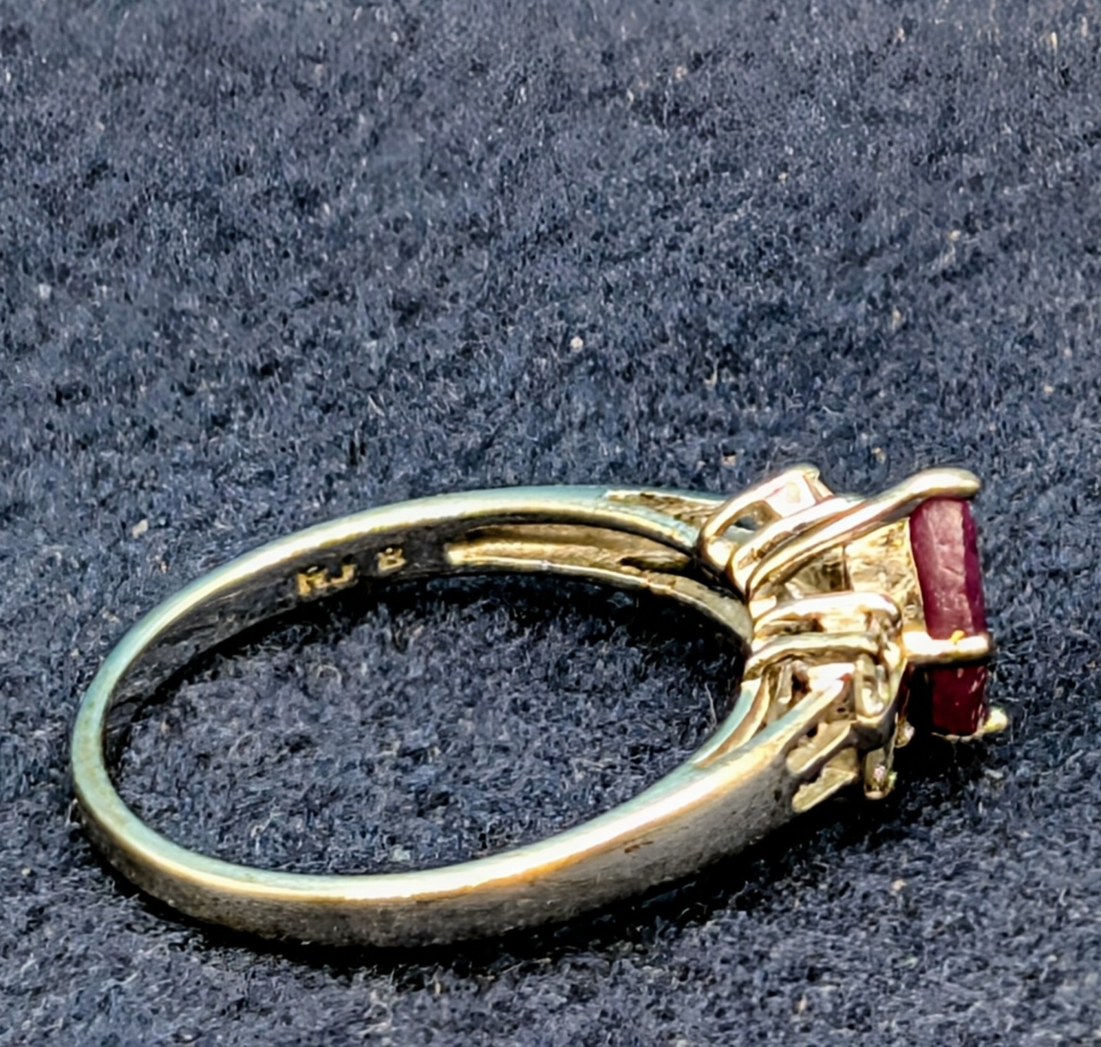 Vintage Ruby & Diamond Sterling Silver Ring 925 RJ 8 Size 8 💍 👀 🎁 SHIPS FREE!
