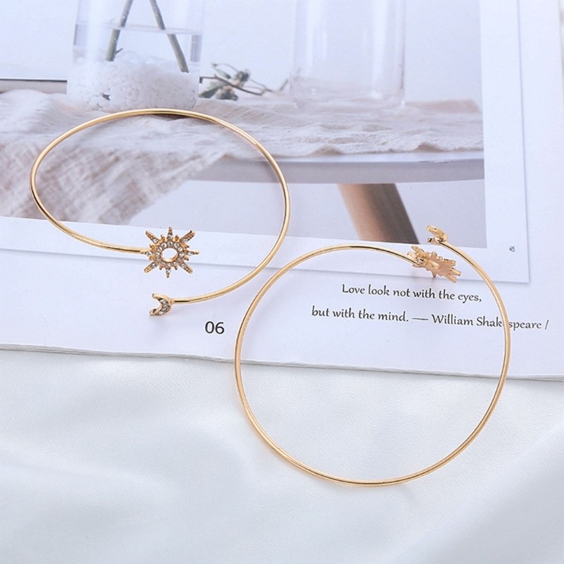 Elegant Rhinestones Armband Simple Metal Zircon Sparkling Moon Bracelet