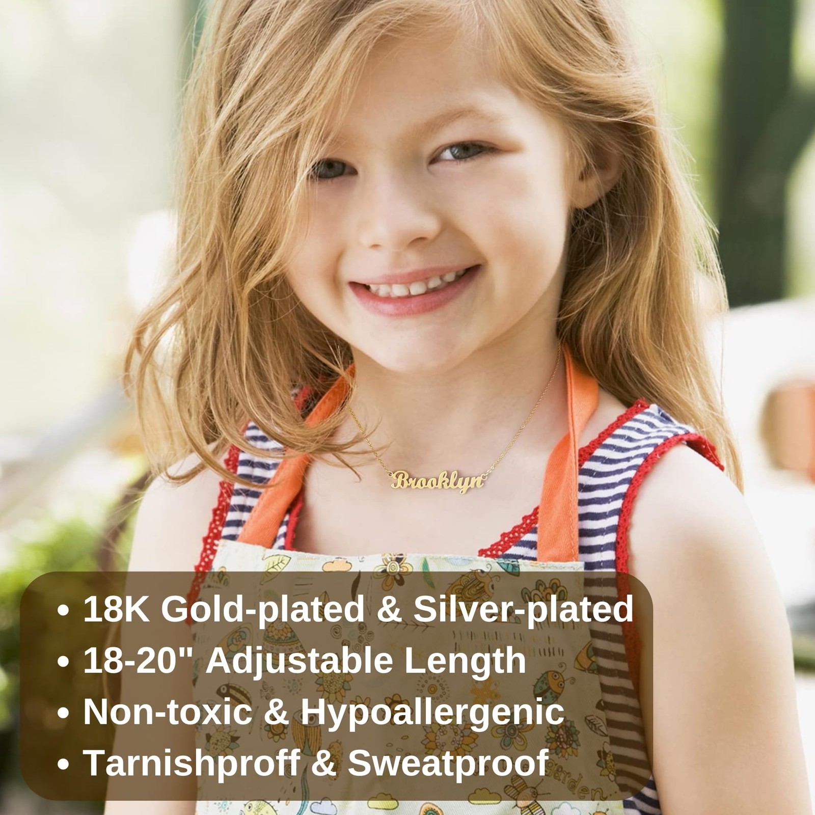 Emma Name Necklace Personalized, 18K Gold Plated Customized Nameplate Necklace J