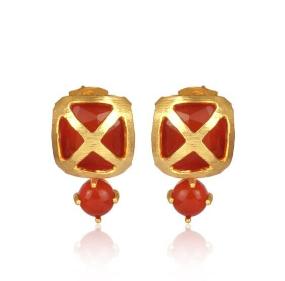 Carnelian Set Turkish Style Designer Stud Gold Earrings Jewelry For Women Gifts