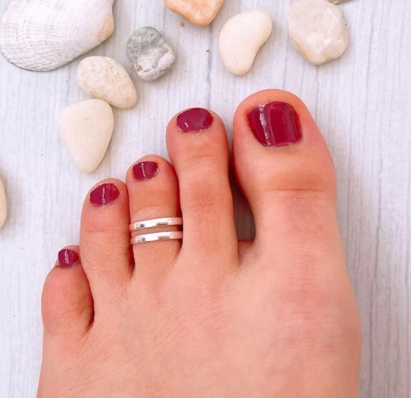 Christmas Women’s Gift Solid Metal Adjustable Double Band Toe Ring 925 SS