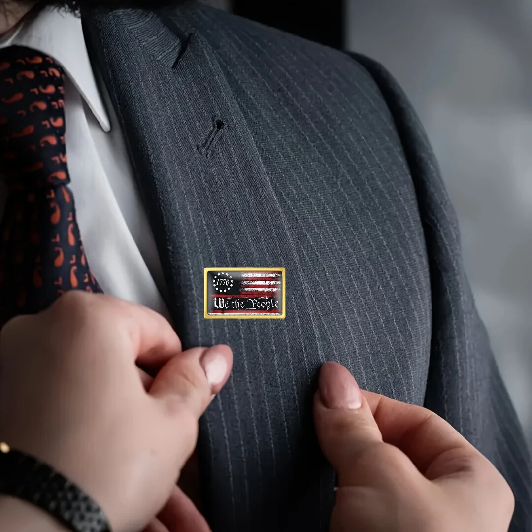 1776 “We the People” Enamel Pins, Patriotic American Flag Design, Brooch Badge
