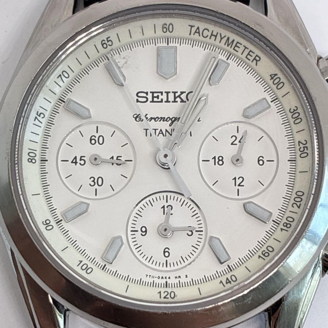 Seiko Vintage Chronograph Titanium Black Men’s Watch Japan 0713472