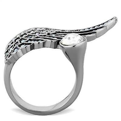 Wing Ring Top Grade AB & 7mm Crystal Accent Stainless Steel Fashion Size 5 only