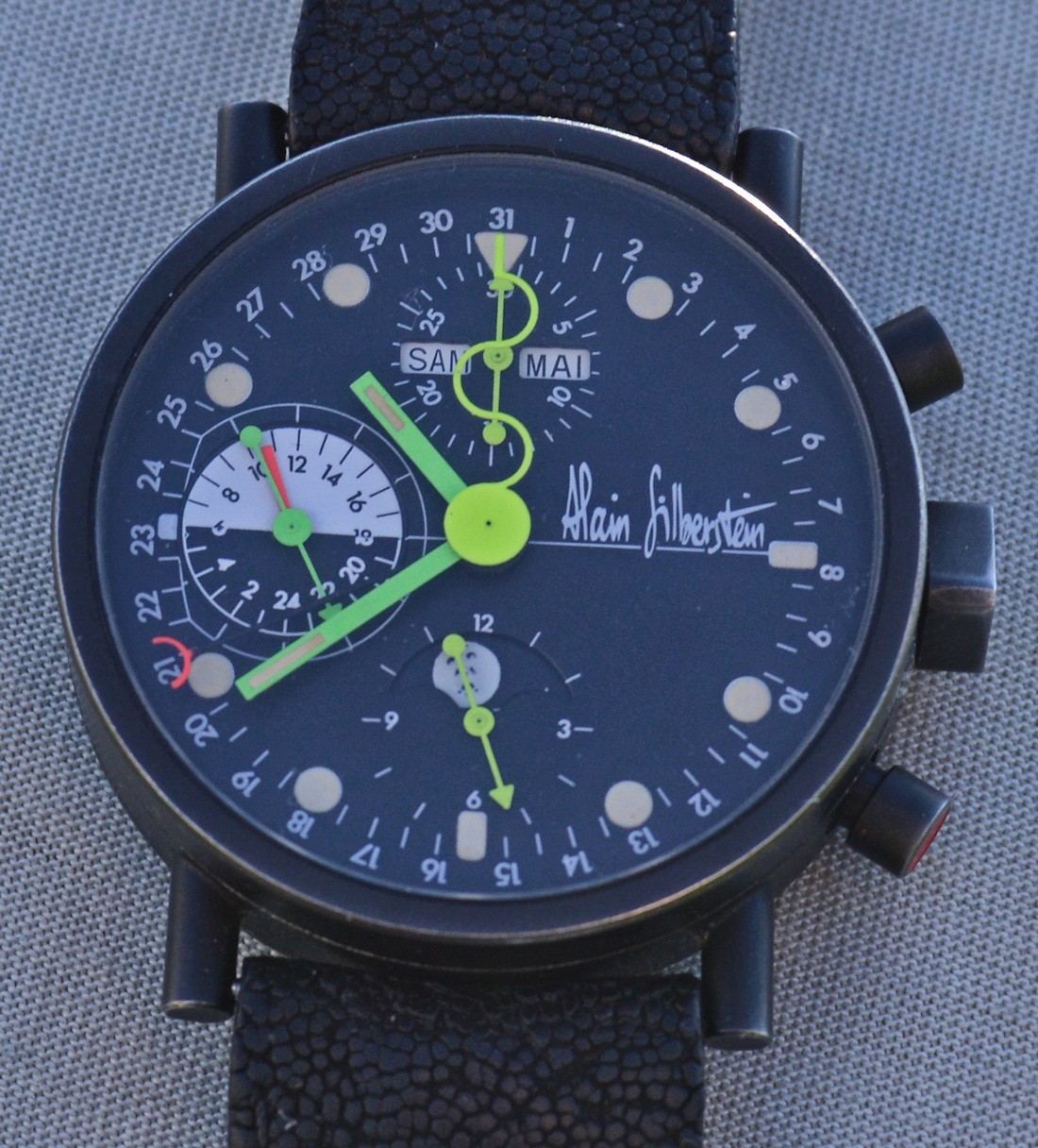 Very Rare Alain Silberstein Krono 1 Black PVD Steel Limited Edition Bauhaus