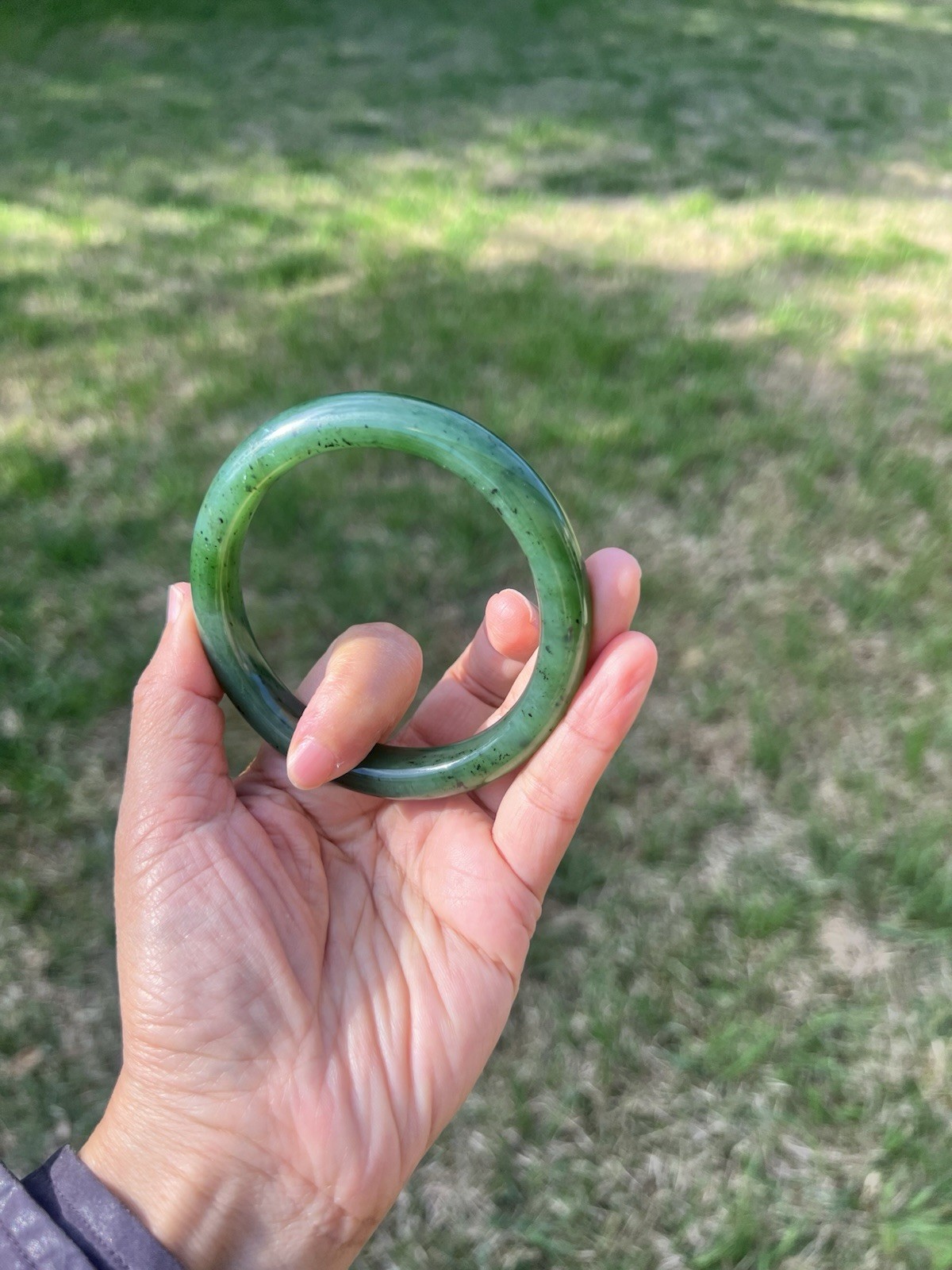 XXL 63.5mm Genuine Green Nephrite Jade Bangle Bracelet B729 2