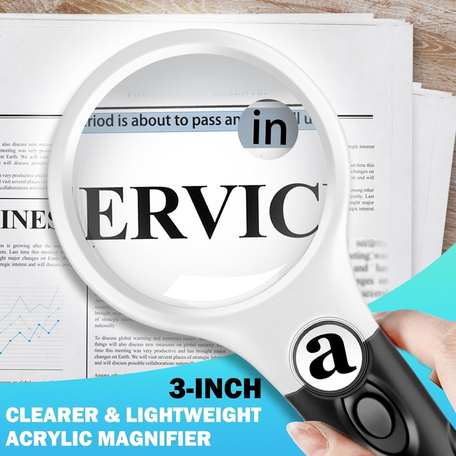 Large Magnifying Glass with Light 10X 20X 45X Illuminated Handheld Magnifier