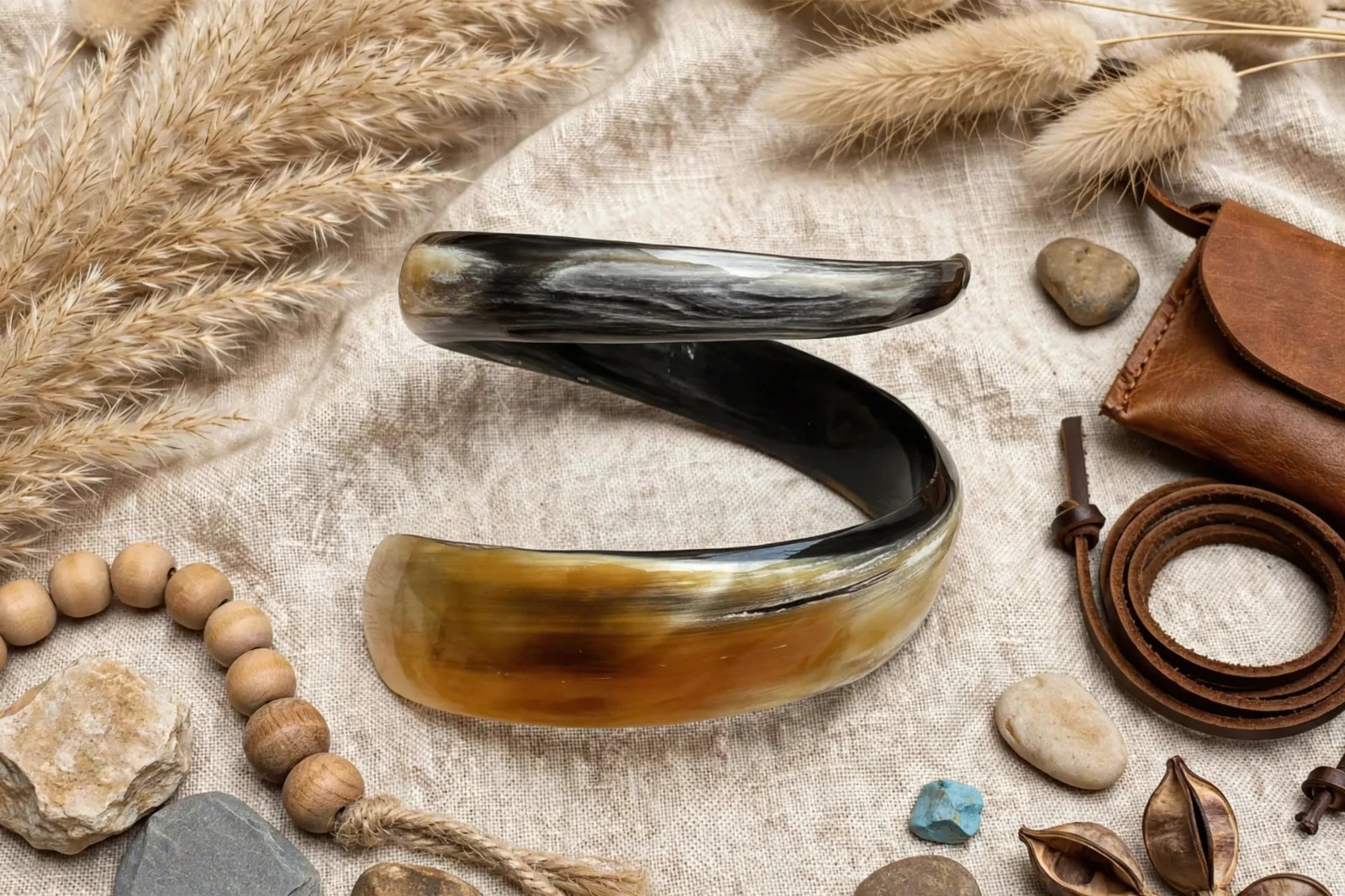 Handcrafted Buffalo Horn Cuff Bracelet Natural Tribal Boho Bangle Boho Style
