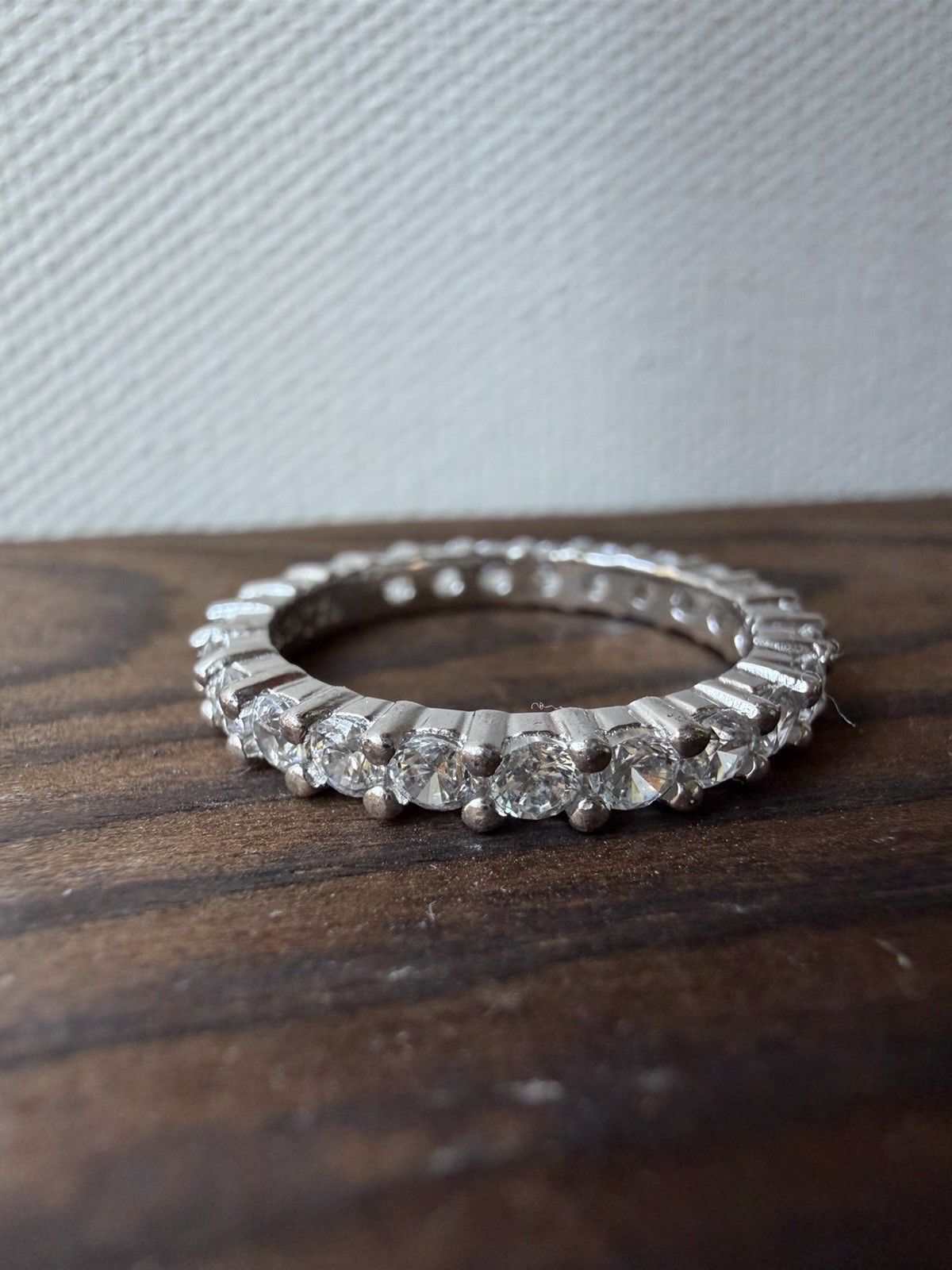 925 Sterling Silver CZ Eternity Band Ring Size 7 Palladium Jewelry Stackable