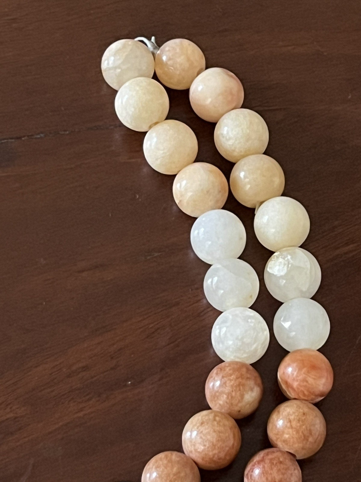Quartz Bead Necklace 22″ – Polished Stone Multicolor Green Orange Yellow White