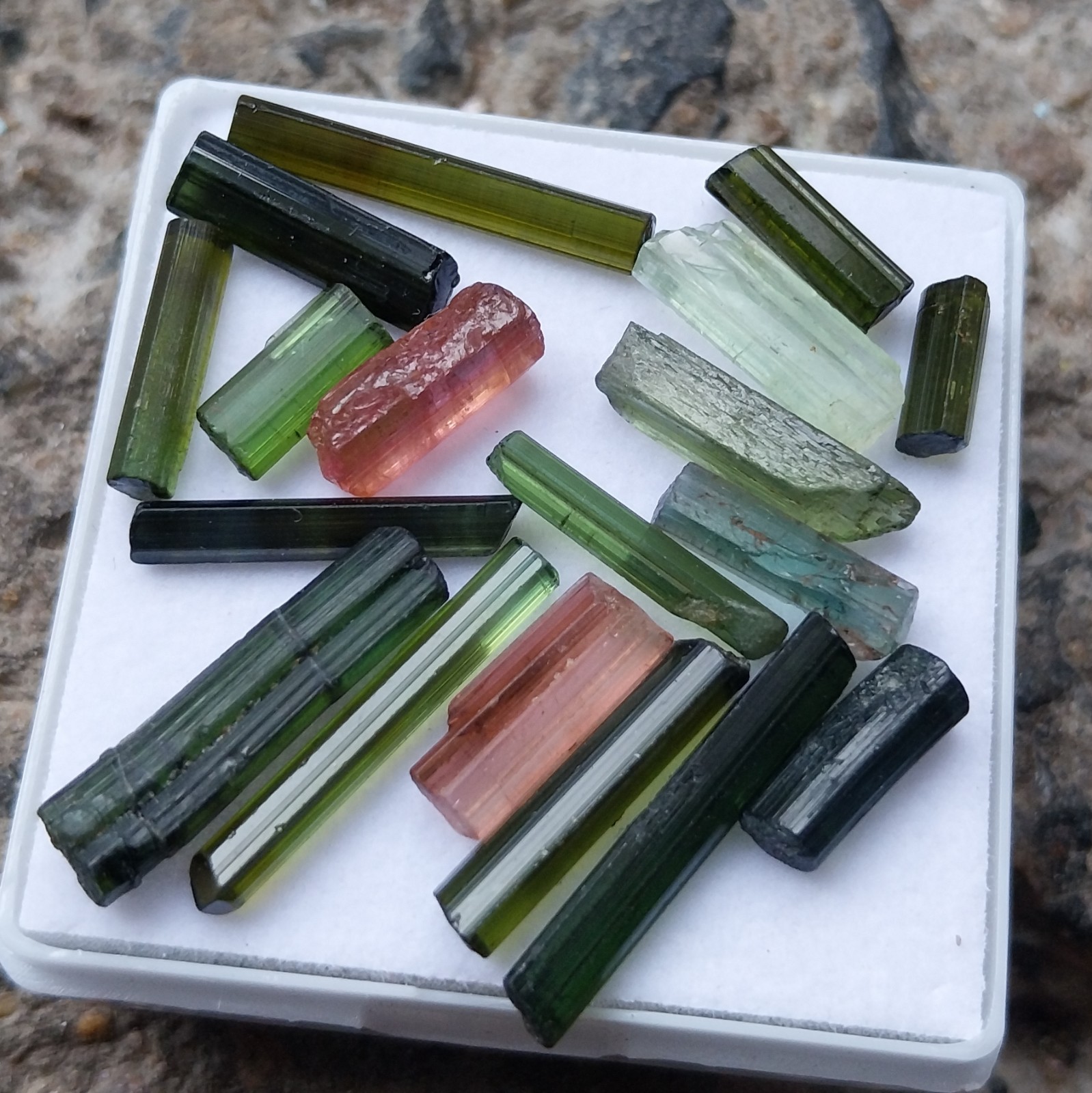 30 Carat Natural Multi Color Tourmaline Raw Rough Tube/Pencil 18 Piece Lot