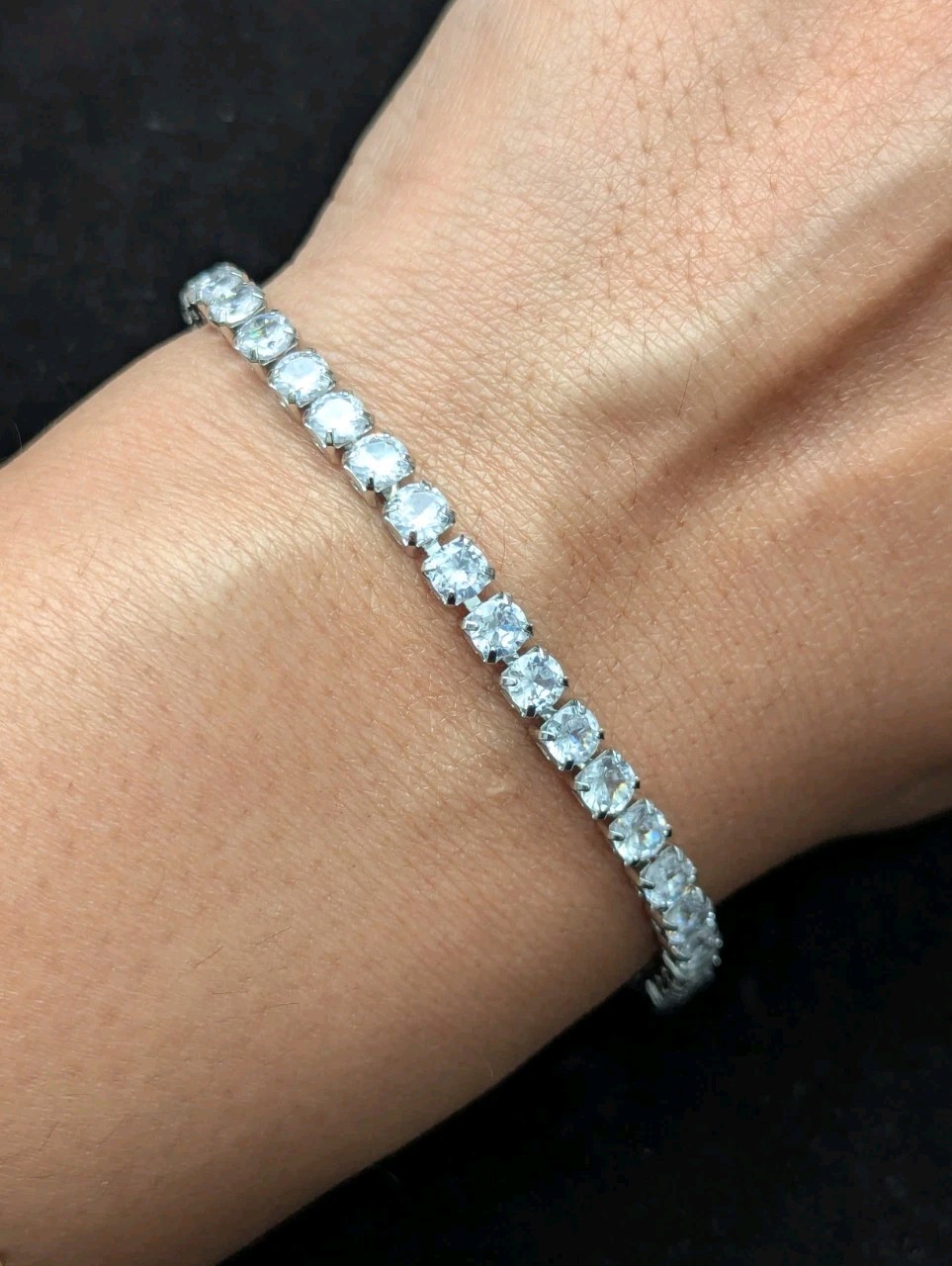 Tennis Bracelet Sterling Silver Cubic Zirconia Stunning Classic Luxury Modern