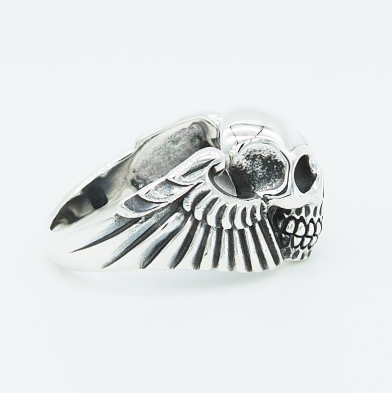 Gothic Wing Skull Men Biker Rocker Metal Vintage 925 Sterling Silver Ring