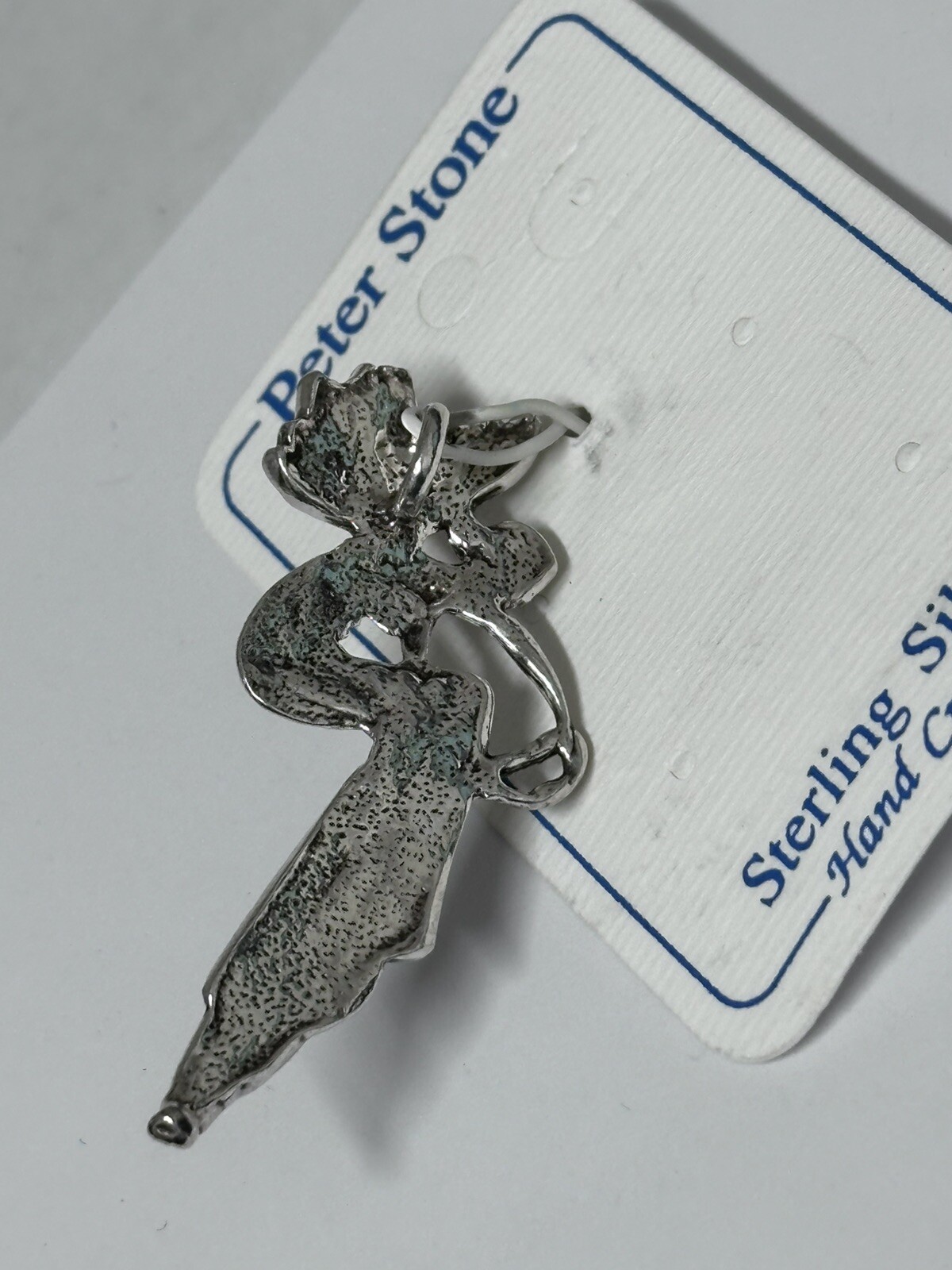 Peter Stone Sterling Silver Fairy pendant Vintage 2”