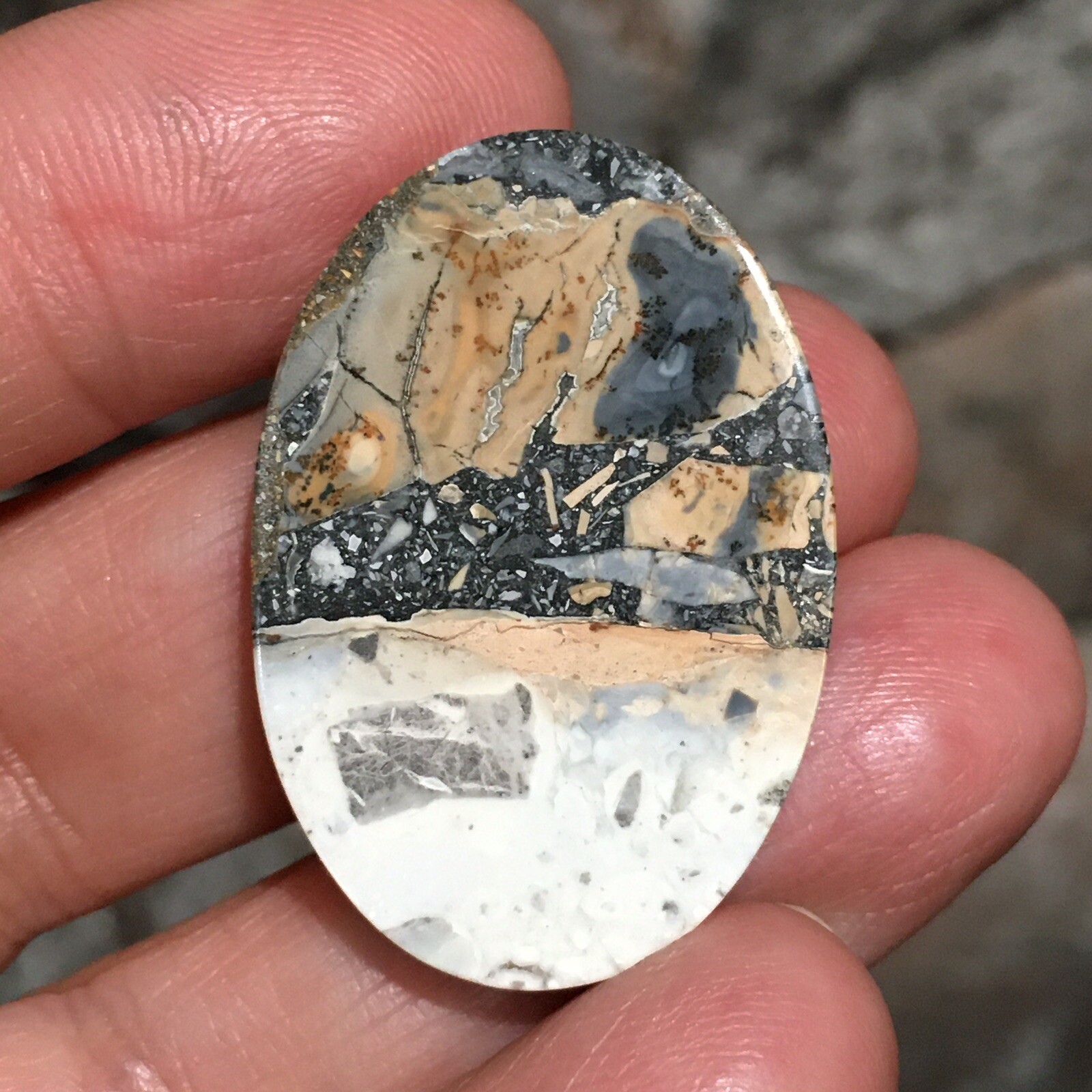 33x23x5mm Fine Scenic Oval Maligano Jasper Cabochon Picture Stone