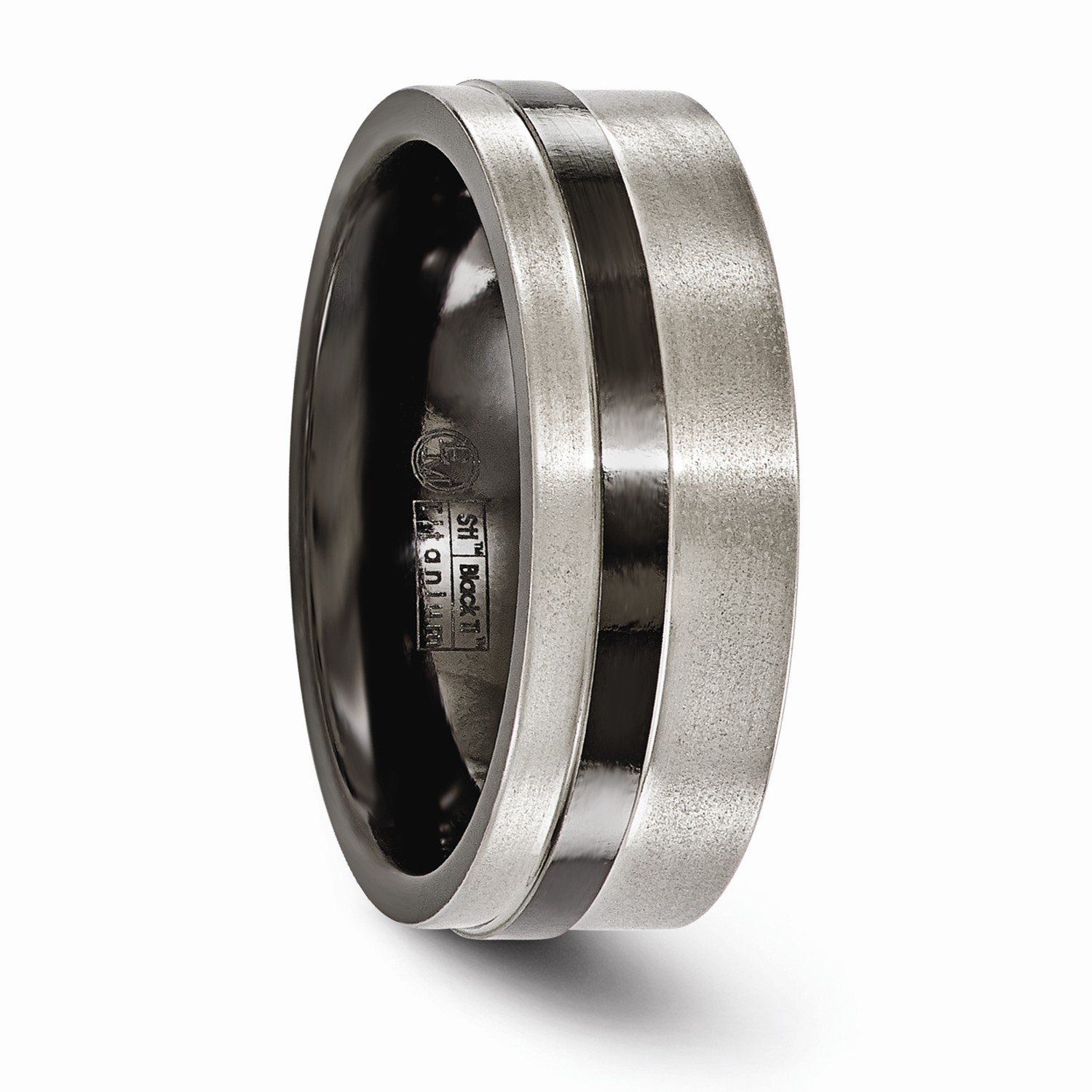 Edward Mirell Black Ti Titanium 8mm Flat Cut Brushed Wedding Band Sizes 7 to 13