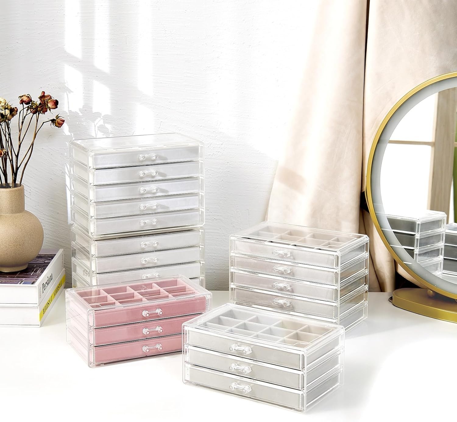 Adjustable Velvet Trays Jewelry Organizer – 10 Layers