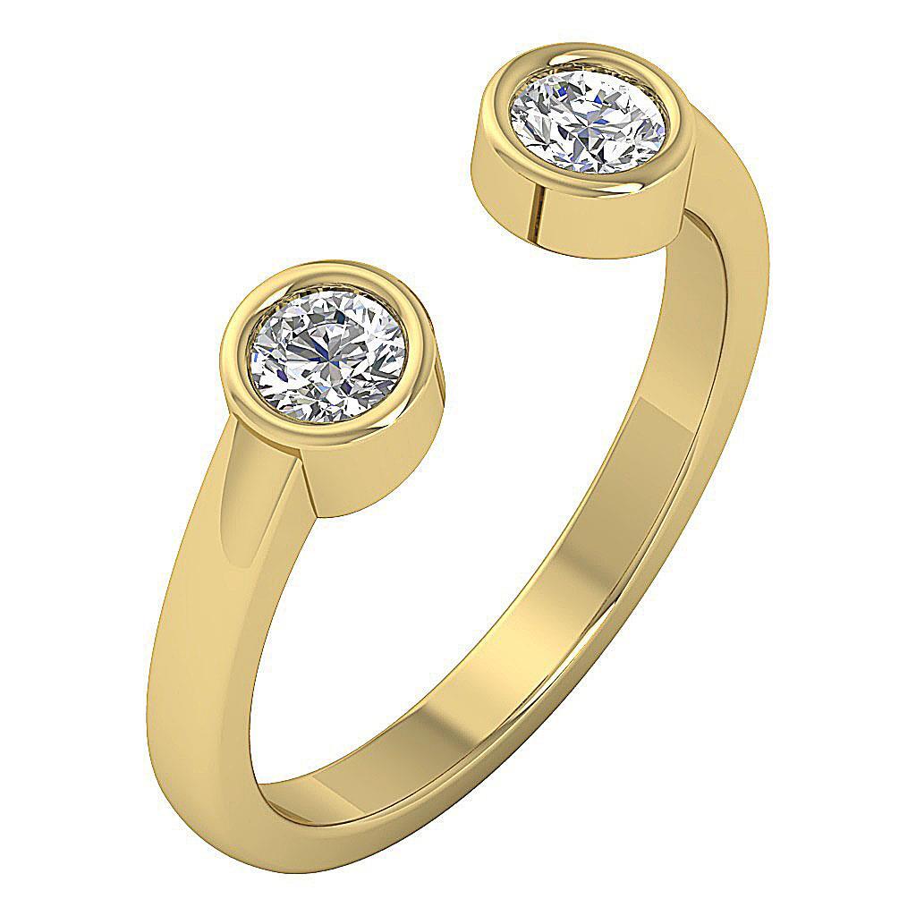 Forever Us Two Stone VS F 0.55Ct Lab Grown Diamond Ring Bezel Set 14k White Gold