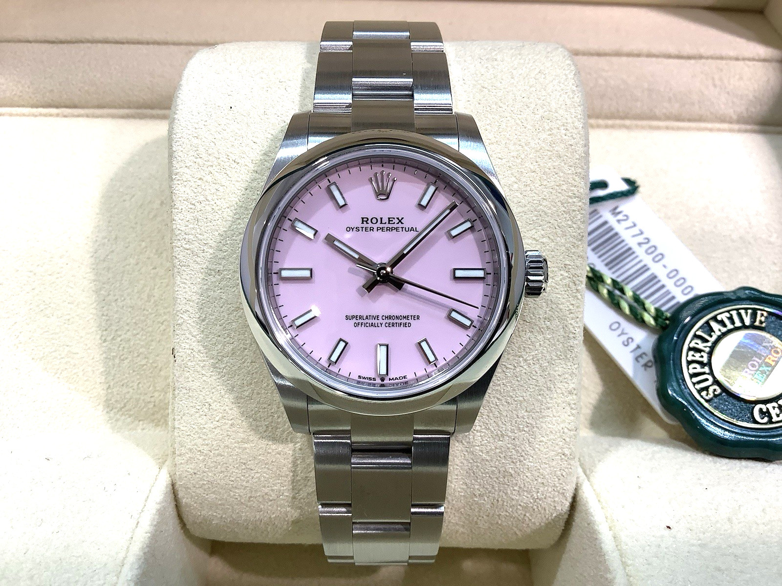 ROLEX 277200 Oyster Perpetual CANDY PINK 31mm Complete Set & Both Tags Still NIB