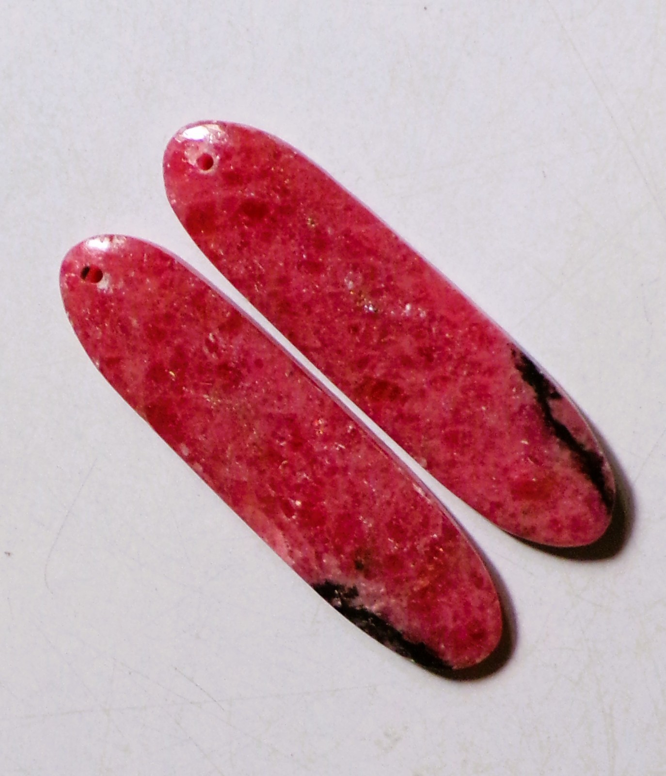 54.15 Cts Natural Rhodonite Drilled Cabochon Match Pair Gemstone 43.6X11.6MM 25