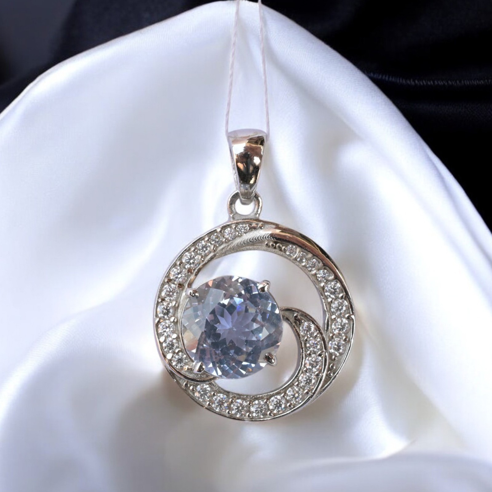 Certified Jeremejevite 28+ Ct Round Pendant Rare Gemstone in 925 Silver MG008