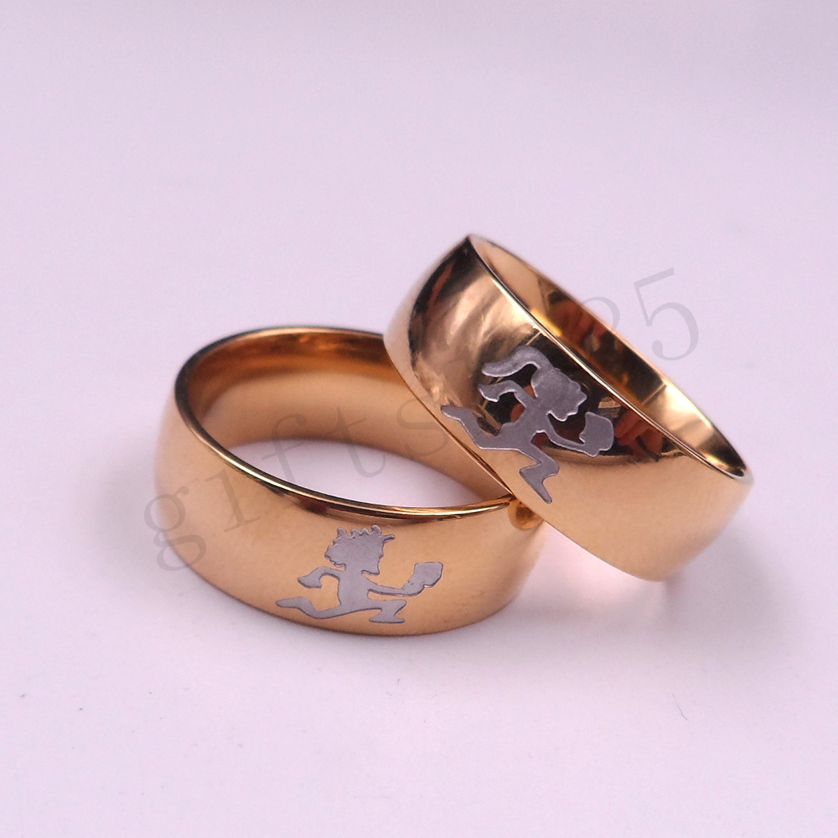 HATCHETMAN GIRL GOLDEN RING STAINLESS STEEL ICP Etching TWIZTID HIGHLY POLISHED