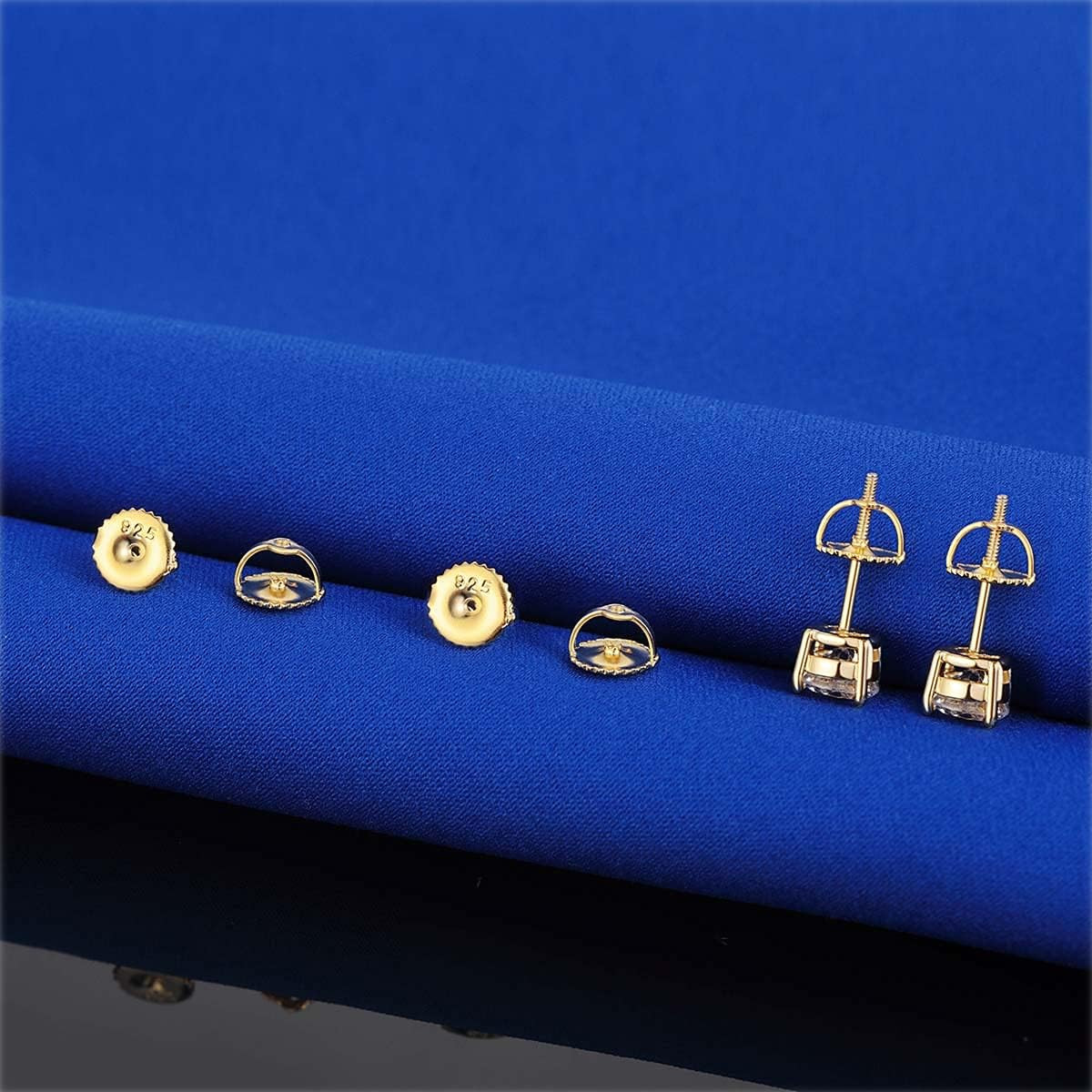 2 Pairs 14K Gold & 925 Sterling Silver Screw Earring Backs Replacements – Secure