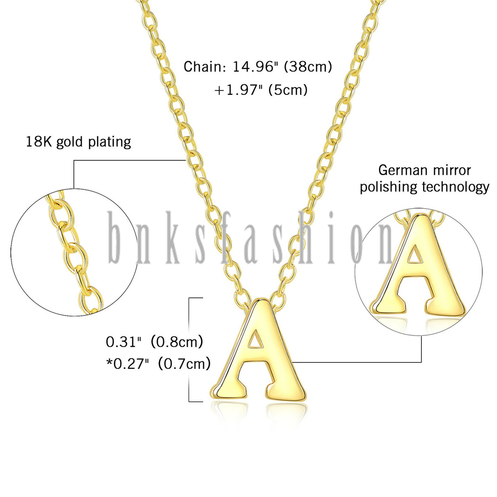 Women Girls Initial Letter A to Z Alphabet Pendant Necklace Chain Jewelry Gifts