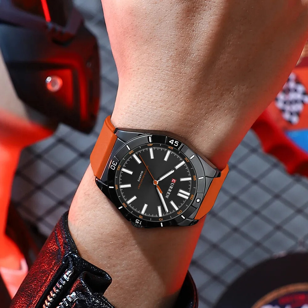 CURREN Men Quartz Watch Casual Business Wristwatch Boys Silicone Sport Watches