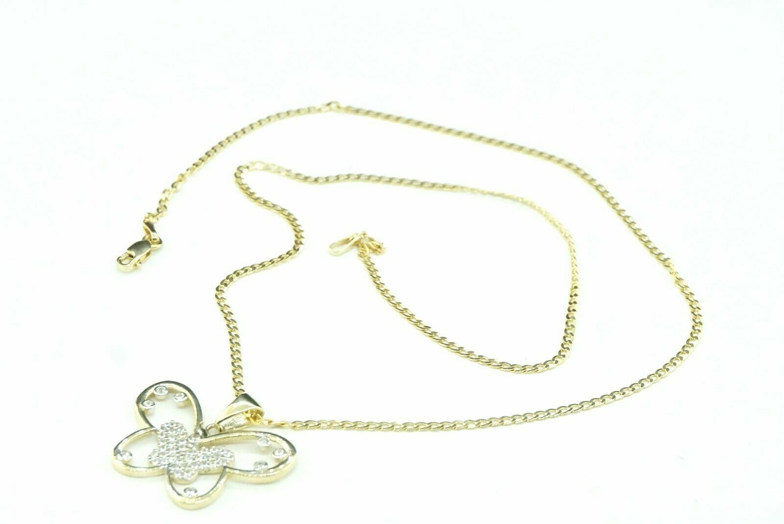14k Yellow Gold Estate Butterfly Pendant Necklace Women’s Gift 16