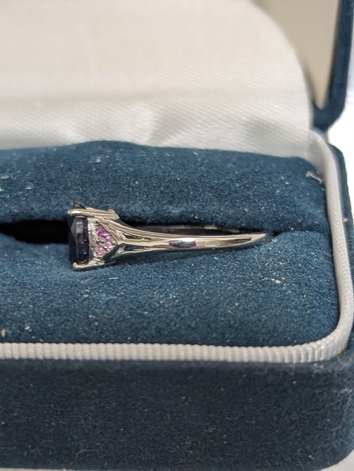 AMETHYST & MOZAMBIQUE GARNET In STERLING SILVER, ENGAGEMENT RING, SIZE 9.0