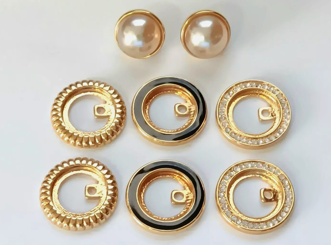 NEW Stamped KJL Kenneth J Lane 3 in 1 Faux Pearl & Rhinestone Stud CLIP Earrings
