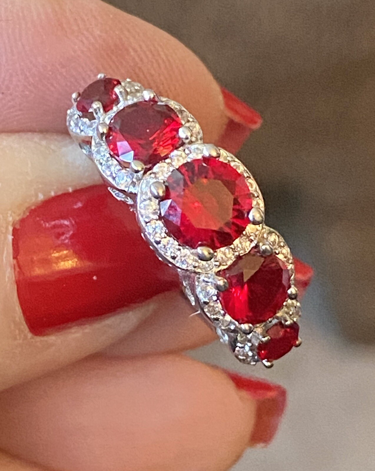 Fuzion Creations .925 Sterling Red & Clear Cubic Zirconia Ring Sz 5 $135 ❤️
