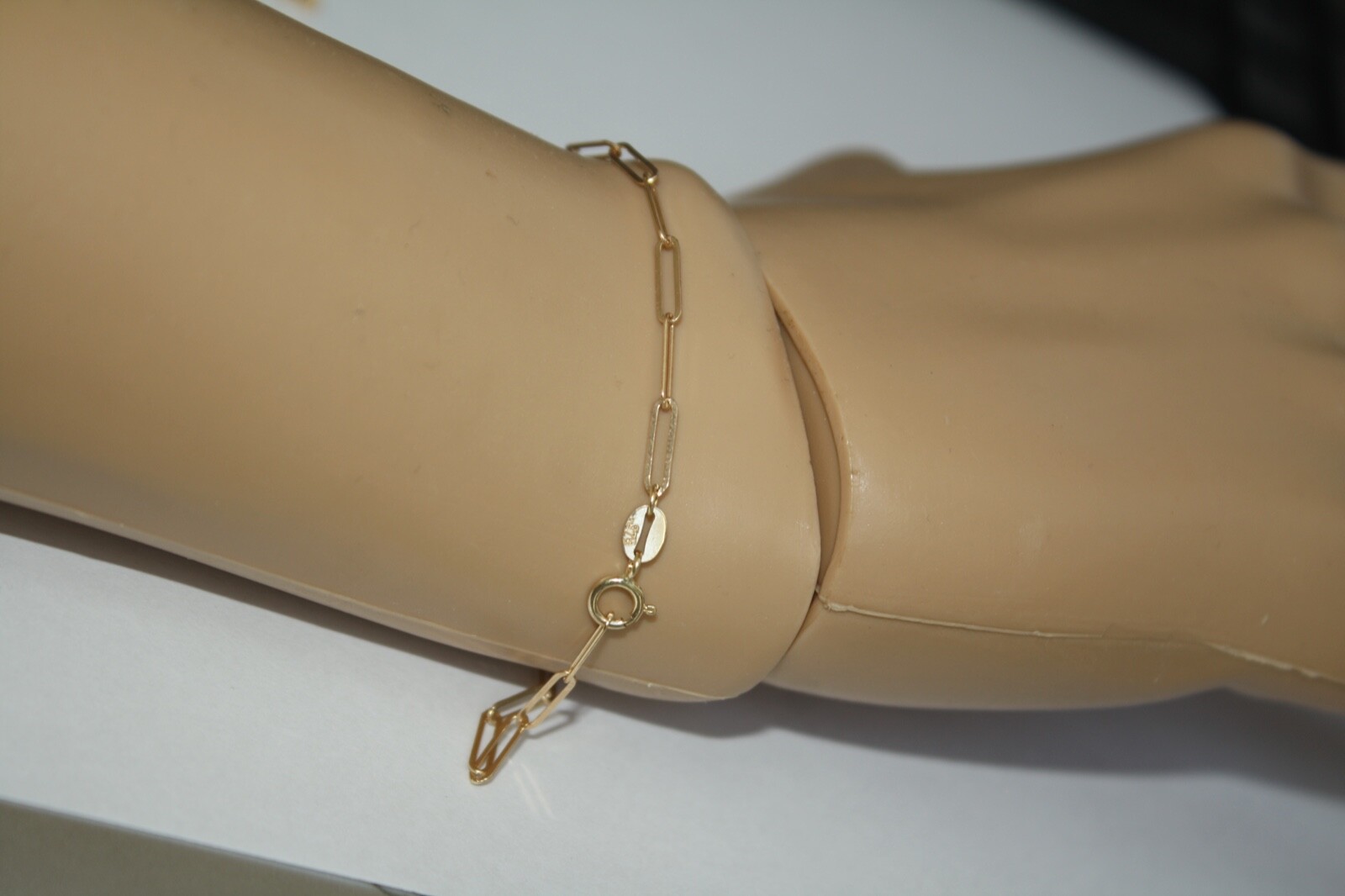 100% Genuine 9k Solid Yellow Gold Long Paperclip Link Bracelet 16cm BRAND NEW