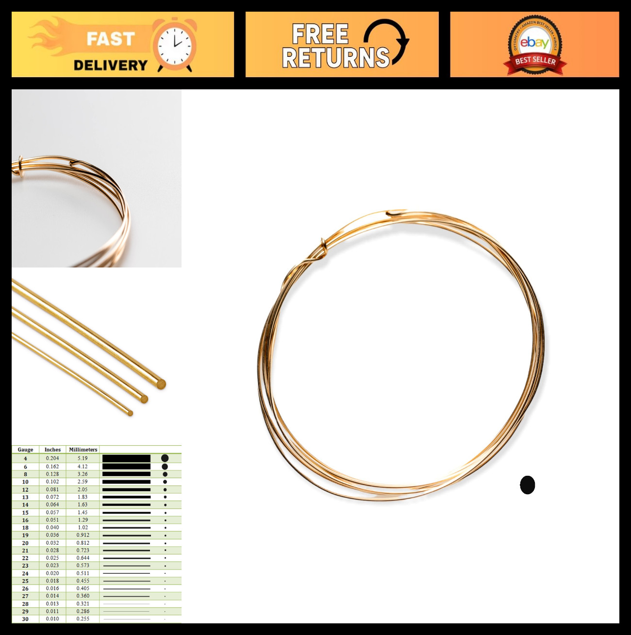 14K Solid Yellow Gold Wire 28 Gauge, Round Soft Jewelry Making, Wire Wrapping, U