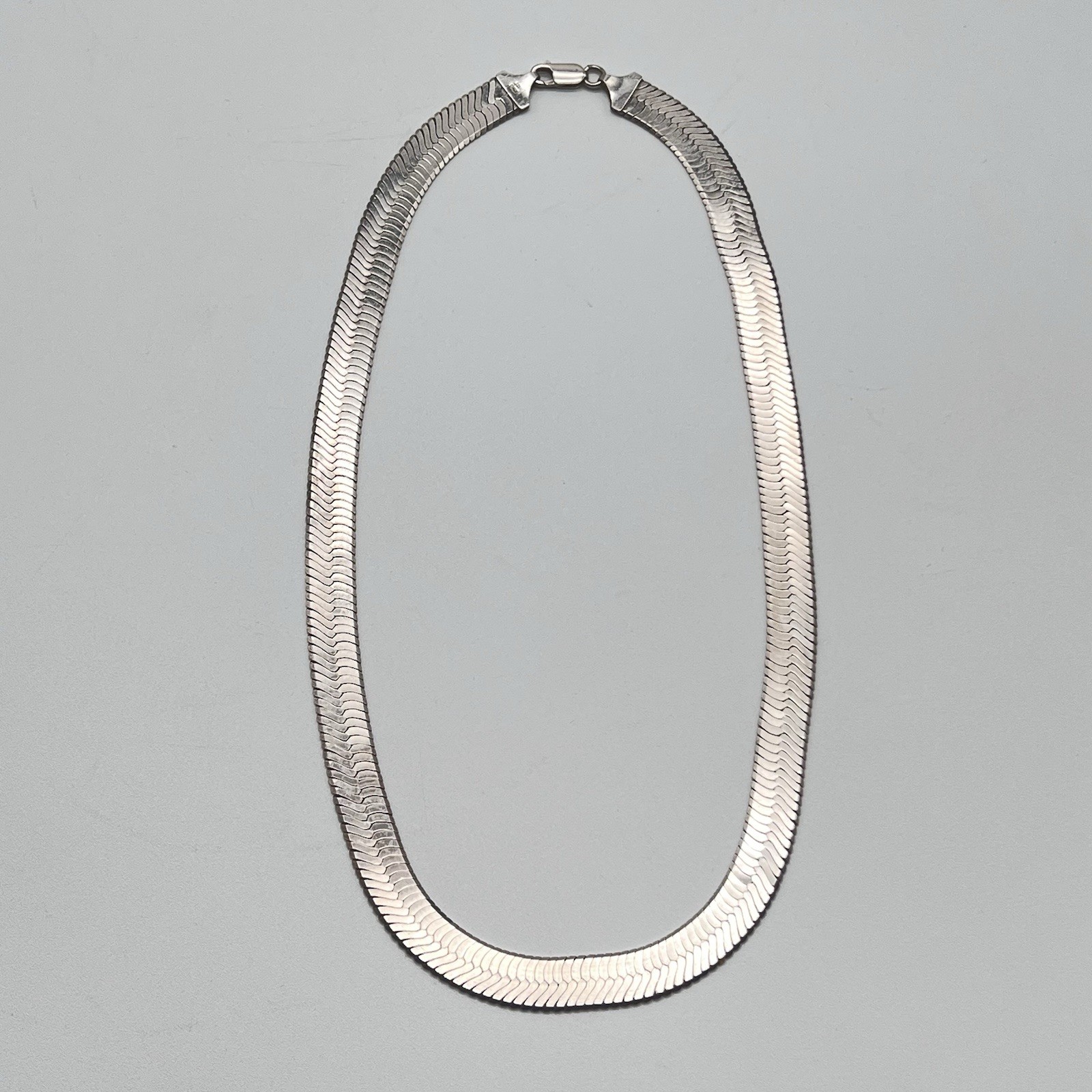 Solid 925 Sterling Silver Italian Herringbone Flat Chain Necklace 20″ 51.2g