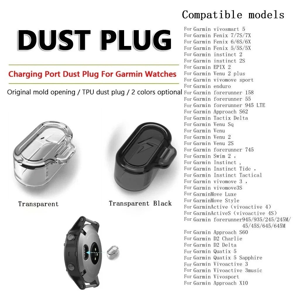 Garmin Charging Port Dust Plug TPU Cover for Fenix 7 6 Forerunner Venu Watch