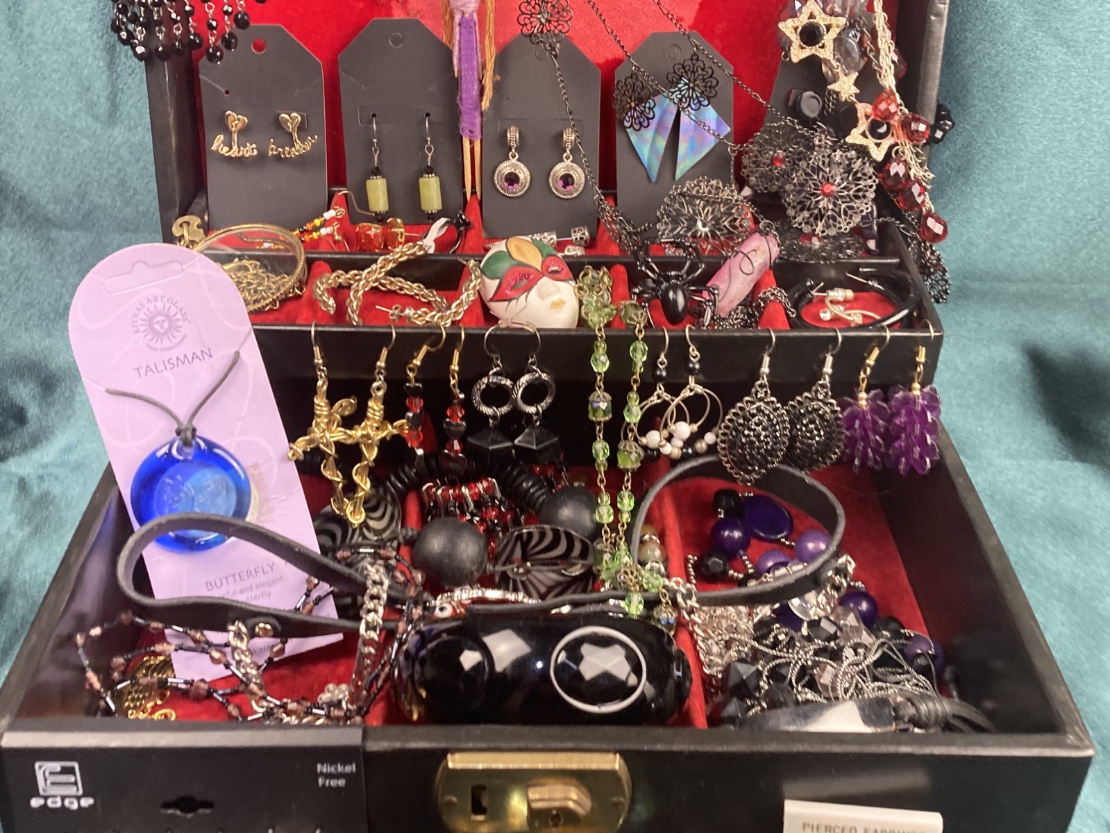 50Lot Gothic Inspired Costume Jewelry Romance Goth Earring Emo & Jewelry Box