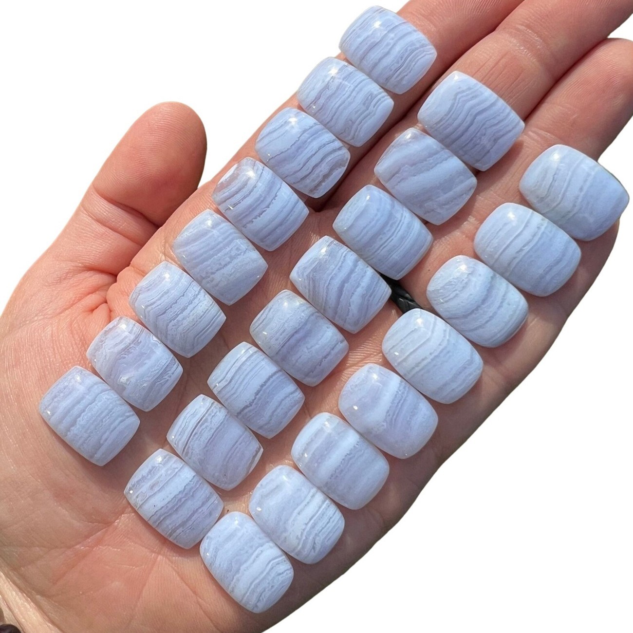 Natural Blue Lace Agate Rectangle Cabochon 6x8mm to 12x16mm Loose Gemstone