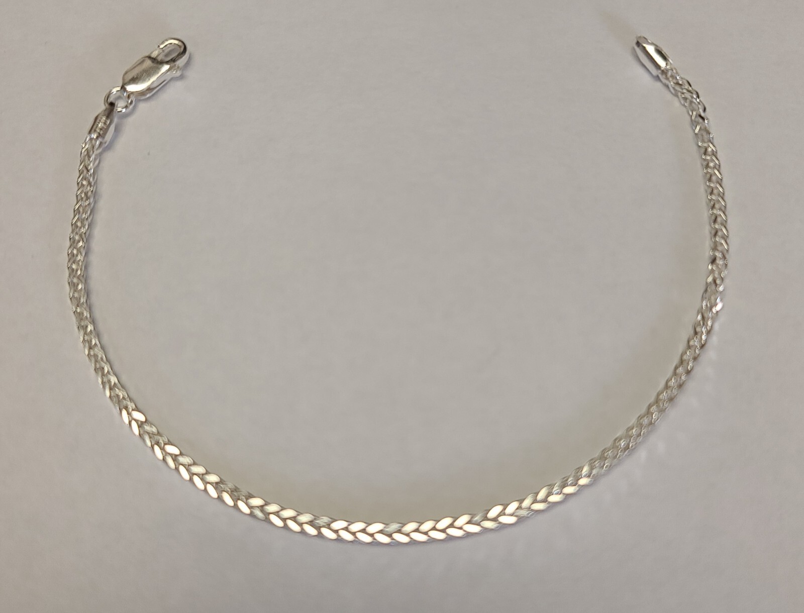 New Sterling 925 Solid Silver Wheat Link 7.4″ Bracelet 2mm Wide ITALY Made