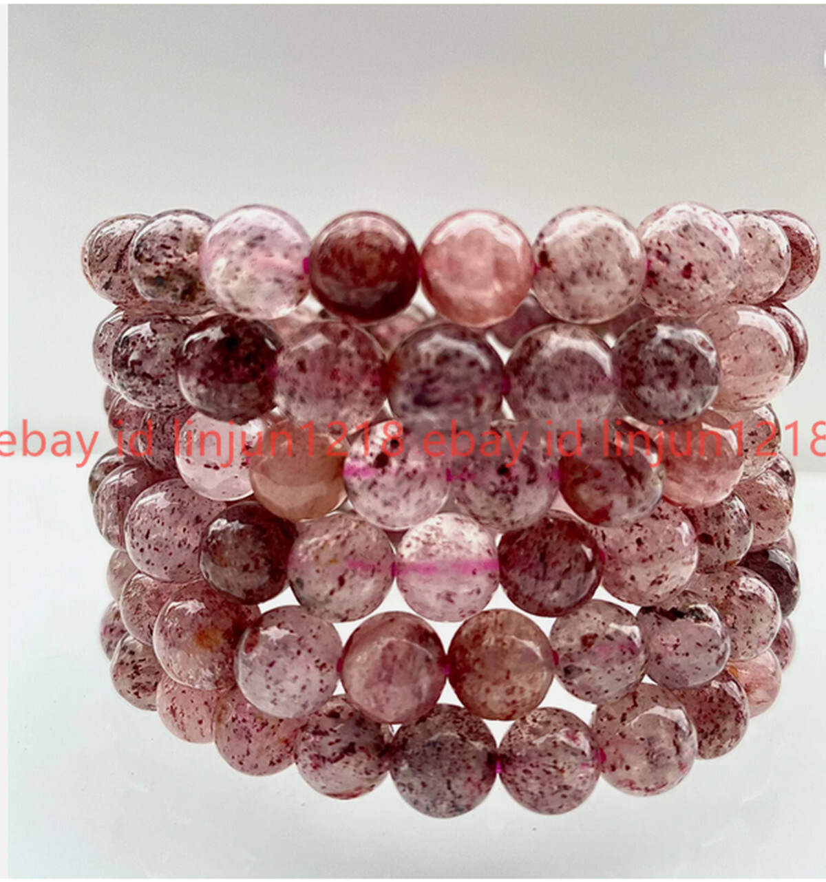 Wholesale Lot 6 Pcs Strawberry Quartz 8mm 7.5” Crystal Healing Stretch Bracelet