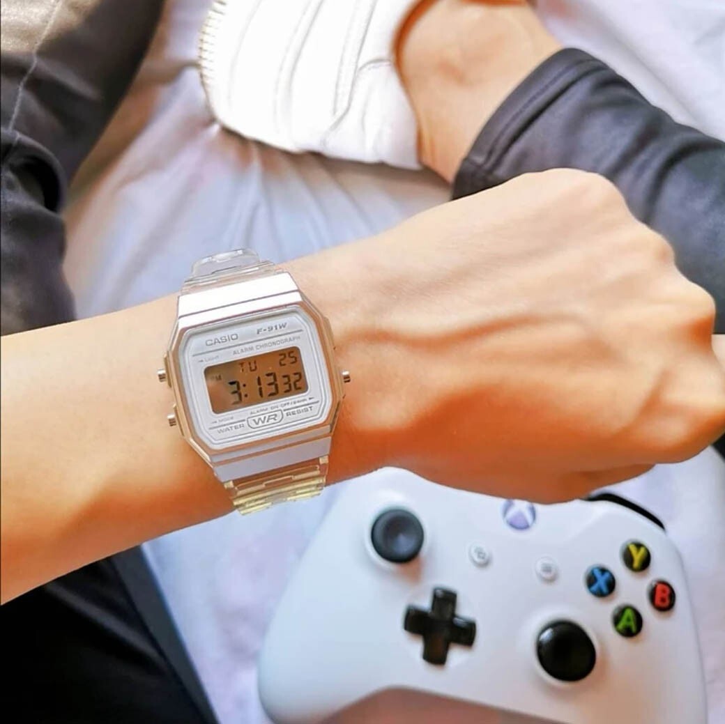 Casio Quartz Watch with Resin Strap, Clear, 20 (Model: F-91WS-7CF)
