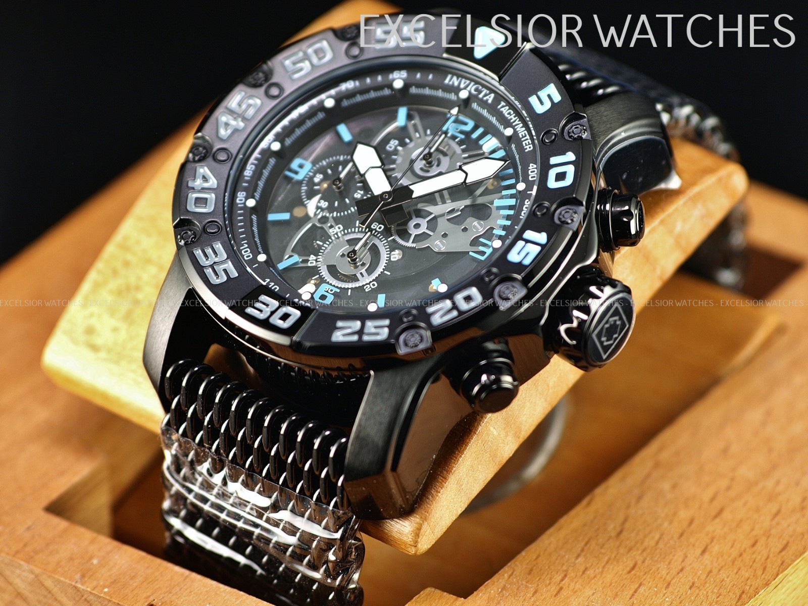 Invicta RACING JM LIMITED EDITION Chronograph Quartz Stinless Mesh BLACK Watch