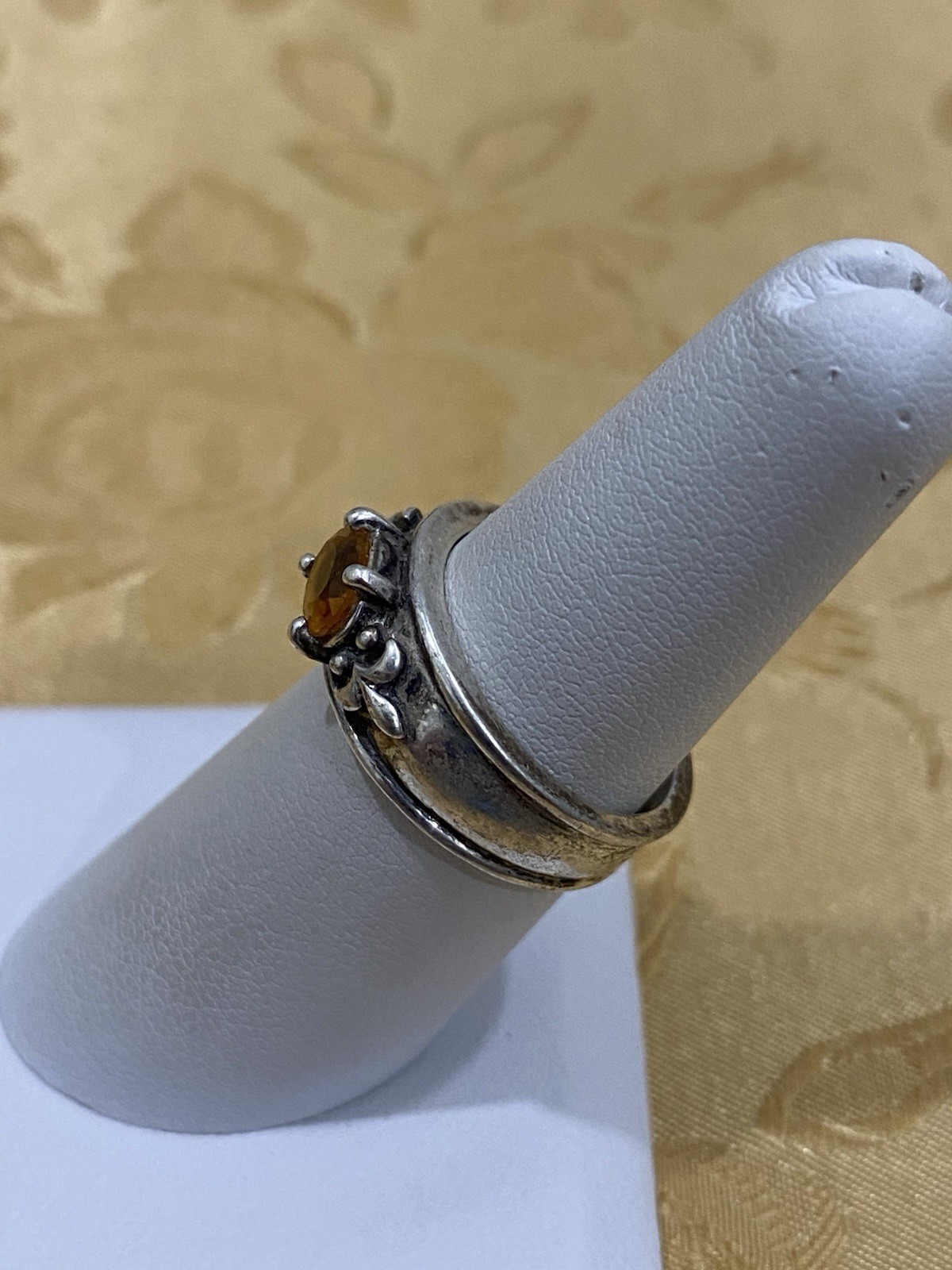 Vintage Kabana Sterling Silver 925 Signed Spessartine Garnet Ring Size 6.75